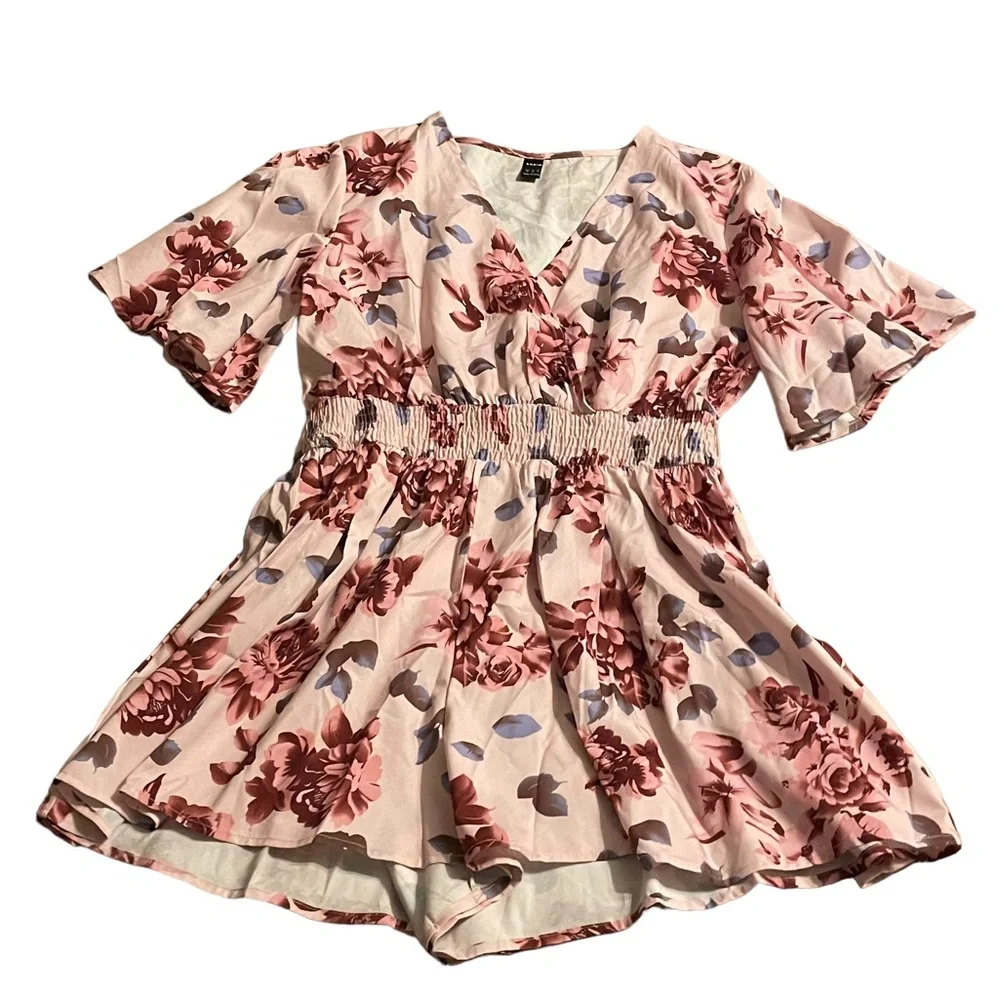 Women’s SHEIN Pink Floral Print Romper | Size: XL - Picture 3 of 4